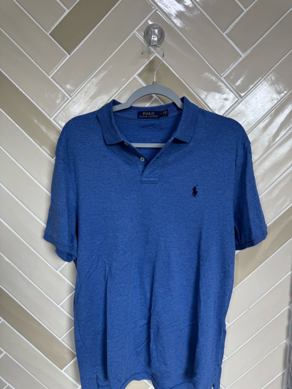 Polo by Ralph Lauren Men’s Heather Blue Polo Shirt with Embroidered Pony